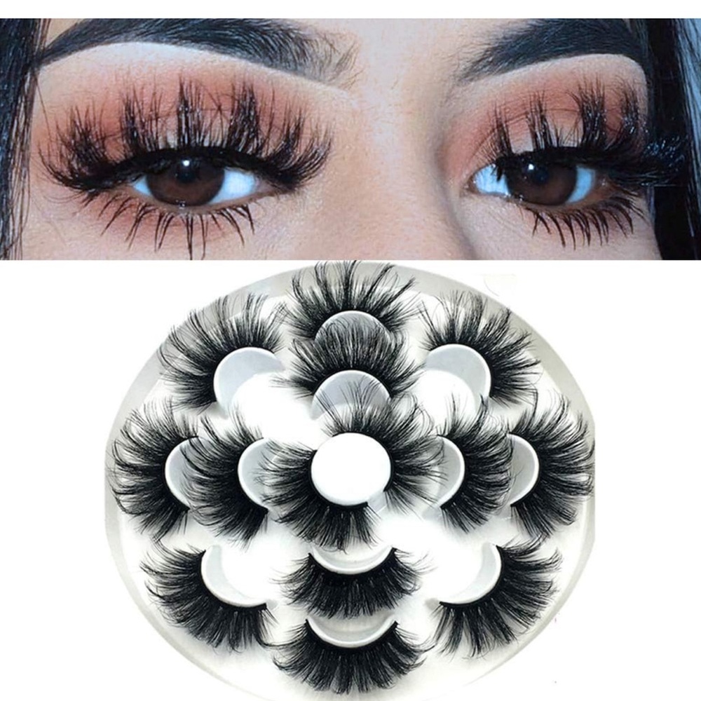 8D Mink Eye Lashes 7 Pairs 25mm False Eyelashes wispy fluffy